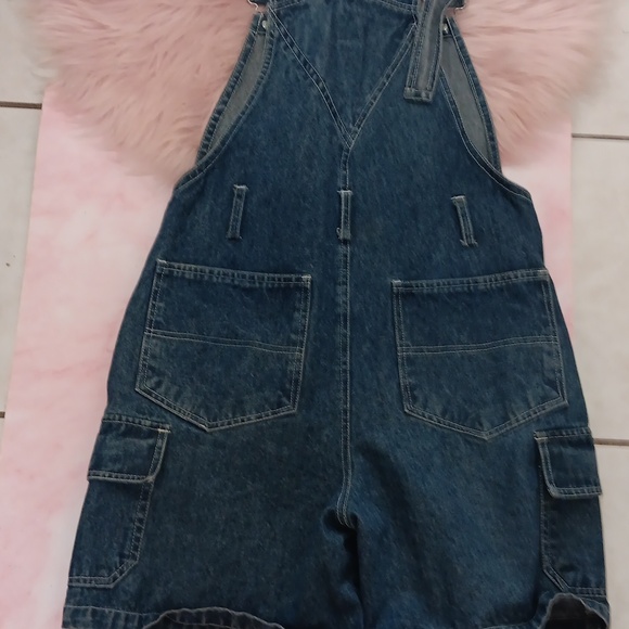 PRE-LOVED VINTAGE Y2K DYNA SPORT DENIM SHORT OVERALLS-1 - Picture 6 of 8
